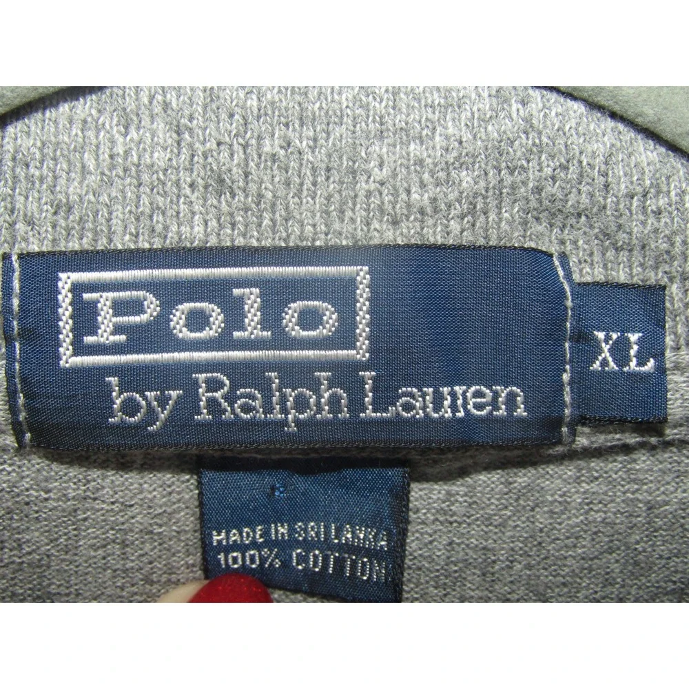 Polo Ralph Lauren Long Sleeve Polo Shirt Gray‎ Heathered Cotton Men's XL
